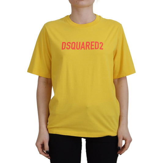 Dsquared² Yellow Logo Print Cotton Crewneck Easy Tee T-shirt Dsquared² Goldenrod