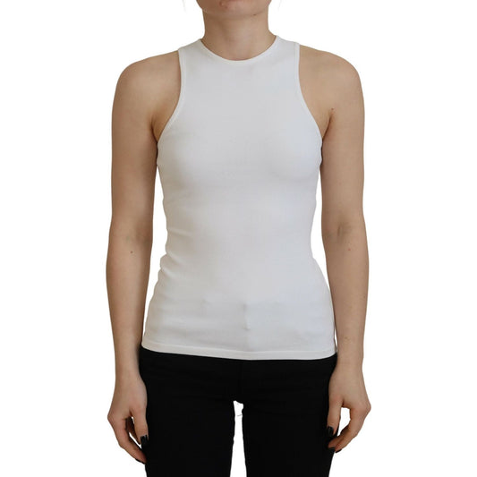 Dsquared² White Viscose Sleeveless Round Neck Tank T-shirt Dsquared² Dark Gray