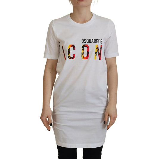 Dsquared² White Cotton Icon Logo Print Crewneck T-shirt Dsquared² Gray