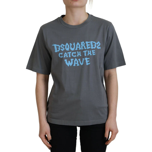 Dsquared² Gray Logo Cotton Crewneck Short Sleeve Tee T-shirt Dsquared² Dark Slate Gray