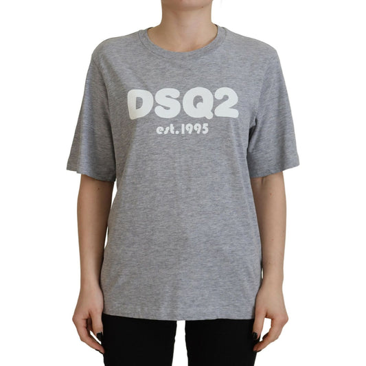 Dsquared² Gray Logo Cotton Crewneck Short Sleeve Tee T-shirt Dsquared² Light Slate Gray