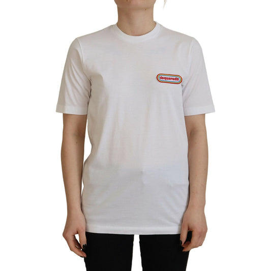 Dsquared² White Logo Patch Crewneck Short Sleeve Tee T-shirt Dsquared² Gray