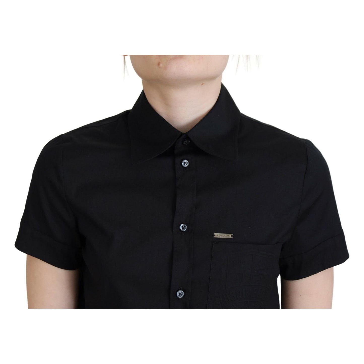 Dsquared² Black Collared Button Down Short Sleeves Polo Top