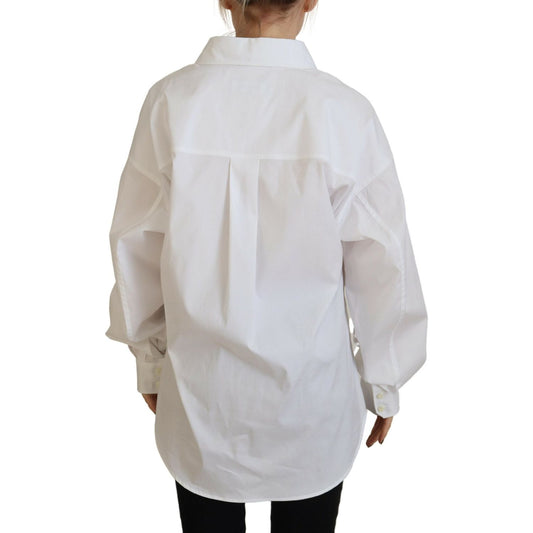 Dsquared² White Cotton Button Down Collared Dress Shirt Top Dsquared² Gray