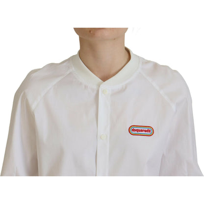 Dsquared² White Cotton Button Down Long Sleeves Crewneck Top