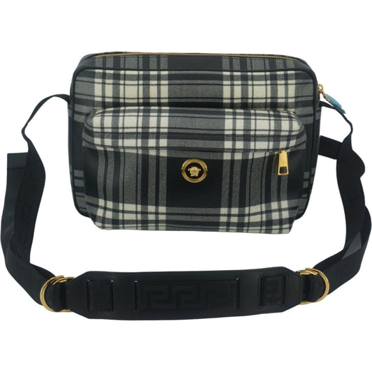 Versace Grey Fabric & Leather Crossbody Bag Crossbody Bag