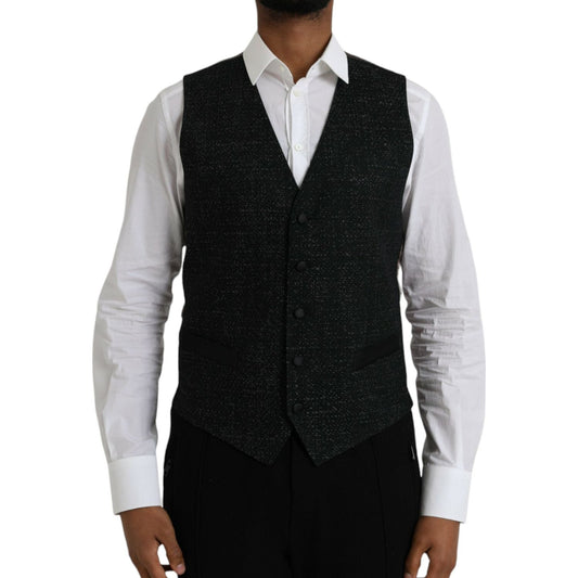 Dolce & Gabbana Black Brown Silk Waistcoat Dress Formal Vest Dolce & Gabbana Black