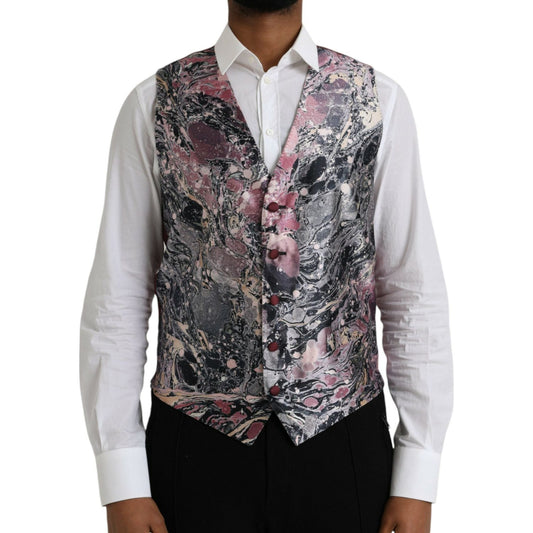 Dolce & Gabbana Multicolor Galaxy Silk Waistcoat Formal Vest Dolce & Gabbana Dark Slate Gray