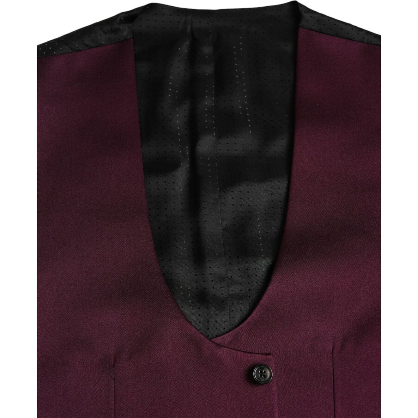 Dolce & Gabbana Maroon Satin Silk Waistcoat Dress Formal Vest