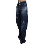 Dsquared² Blue High Waist Tattered Denim Jeans San Diego Dsquared² Dark Slate Gray