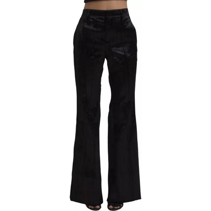 Dsquared² Black Viscose Super Flare High Waist Pants 1728,67345645728,Black,Clothing,Dsquared²,Flared Pants - Pants - Clothing,IT38 | XS,Jeans & Pants - Women - Clothing,Pants - Clothing,Preowned / Defect,Women