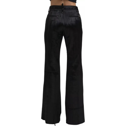 Dsquared² Black Viscose Super Flare High Waist Pants 1728,67345645728,Black,Clothing,Dsquared²,Flared Pants - Pants - Clothing,IT38 | XS,Jeans & Pants - Women - Clothing,Pants - Clothing,Preowned / Defect,Women