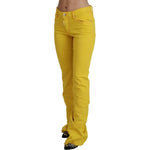Dsquared² Yellow Cotton Mid Waist Flare Denim Trouser Jeans Dsquared² Dark Goldenrod