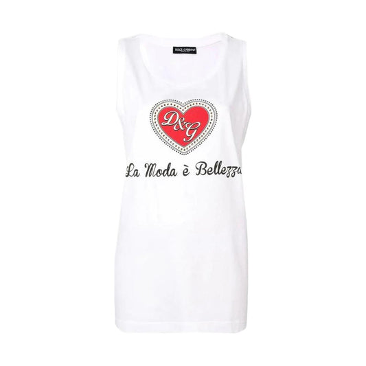 Dolce & Gabbana White Cotton Women's Tank Top Dolce & Gabbana White Smoke