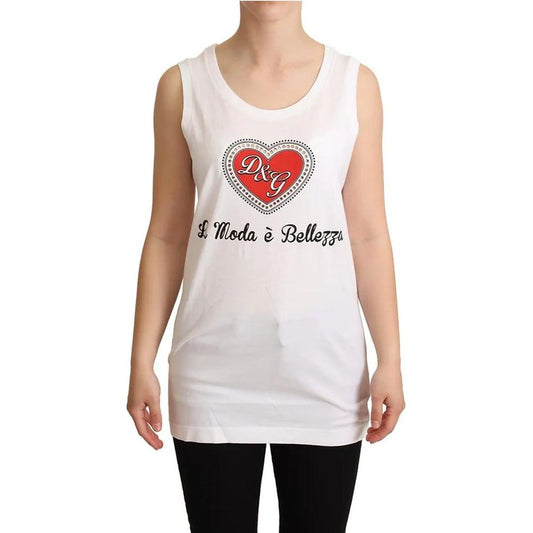 Dolce & Gabbana White Cotton Women's Tank Top Dolce & Gabbana Light Gray