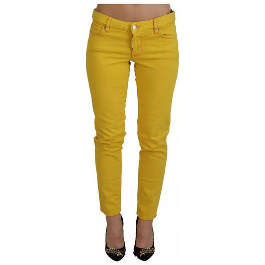 Dsquared² Yellow Cotton Low Waist Cropped Jennifer Denim Jeans Dsquared² Dark Goldenrod