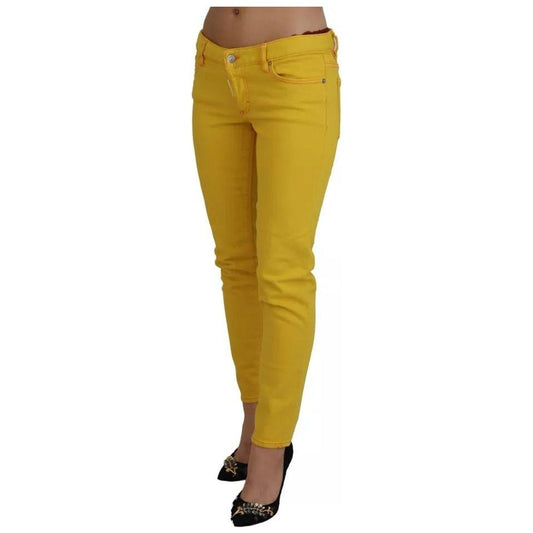 Dsquared² Yellow Cotton Low Waist Cropped Jennifer Denim Jeans Dsquared² Dark Goldenrod