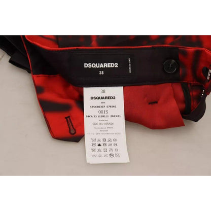 Dsquared² Red Printed High Waist Straight Pants Dsquared²