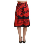 Dsquared² Red Printed High Waist Wide Leg Cropped Pants Dsquared² Brown