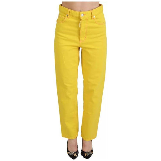 Dsquared² Yellow Cotton High Waist Straight Denim Boston Jeans Dsquared² Goldenrod