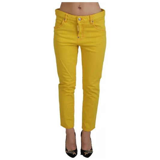 Dsquared² Yellow Cotton Low Waist Crop Denim Cool Girl Jeans Dsquared² Dark Goldenrod