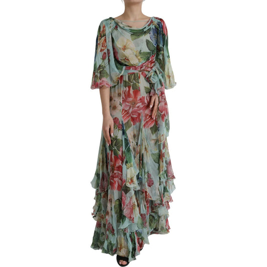 Dolce & Gabbana Dolce & Gabbana Blue Floral Print Tiered Long Maxi Dress DR281188-38 1728,67345645728,Blue,Clothing,Dolce & Gabbana,Dresses - Women - Clothing,IT38 | XS,Material: 100% Silk,New with tags,Women,Women - Clothing