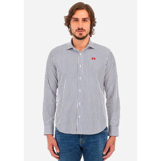 La Martina White Cotton Shirt LA-13081-M