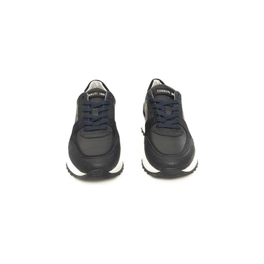 Cerruti 1881 Blue Cowhide Men Sneaker Cerruti 1881 Dark Slate Gray