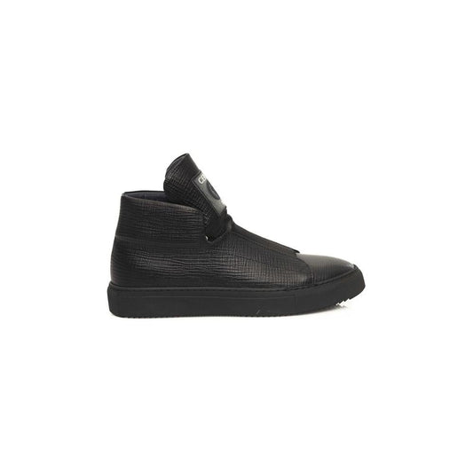 Cerruti 1881 Black Calfskin Men Sneaker Cerruti 1881 Dark Slate Gray