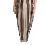Dolce & Gabbana Beige Brown Striped Silk Sheath Dress SIG60600-40
