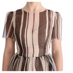 Dolce & Gabbana Beige Brown Striped Silk Sheath Dress SIG60600-40