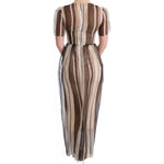 Dolce & Gabbana Beige Brown Striped Silk Sheath Dress SIG60600-40