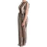 Dolce & Gabbana Beige Brown Striped Silk Sheath Dress SIG60600-40