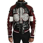 Dolce & Gabbana Black Bordeaux Hooded Leather DG King of Love Jacket Dolce & Gabbana Light Gray