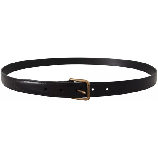 Dolce & Gabbana Black Classic Calf Leather Vintage Metal Buckle Belt Dolce & Gabbana Black