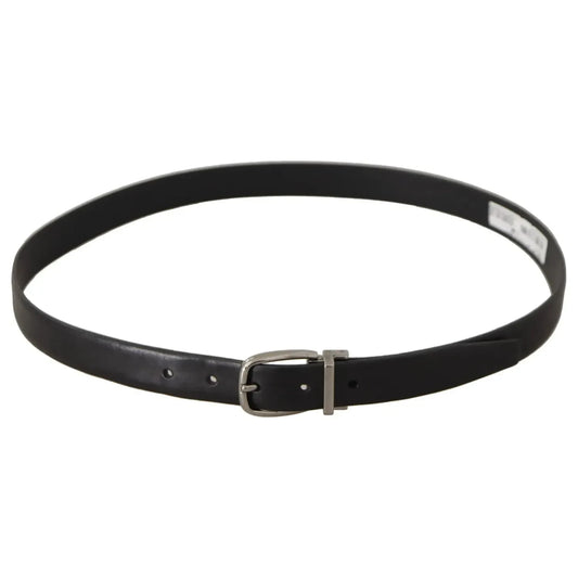 Dolce & Gabbana Black Classic Leather Silver Tone Metal Buckle Belt Dolce & Gabbana Dark Slate Gray
