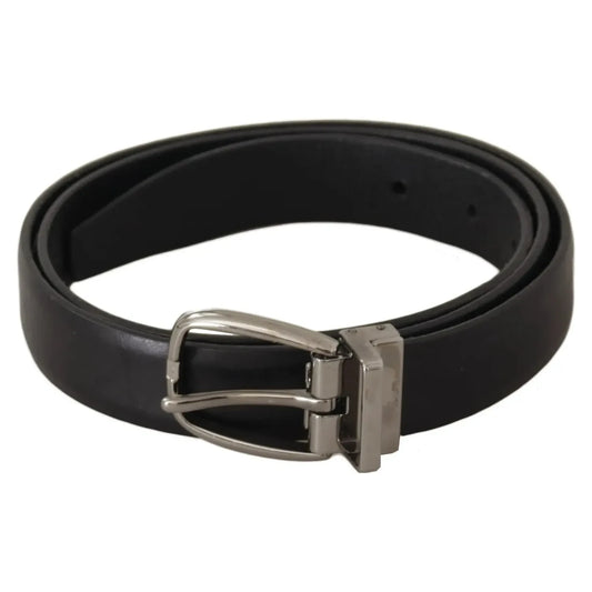 Dolce & Gabbana Black Classic Leather Silver Tone Metal Buckle Belt Dolce & Gabbana Dark Slate Gray