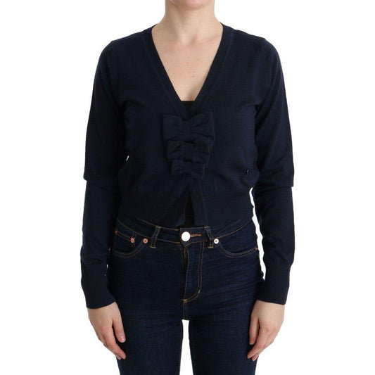 MARGHI LO' Elegant Blue Wool Cardigan Sweater MARGHI LO' Black