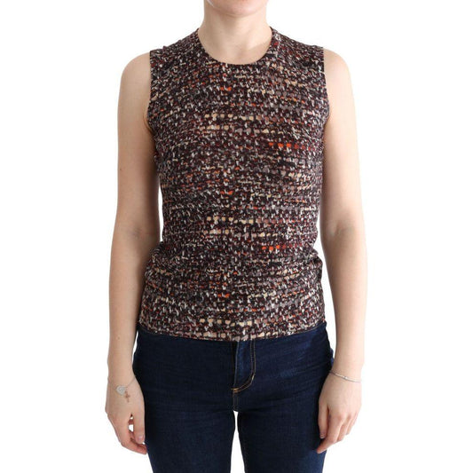 Dolce & Gabbana Sleeveless Multicolor Knit Wool Top Dolce & Gabbana Tan