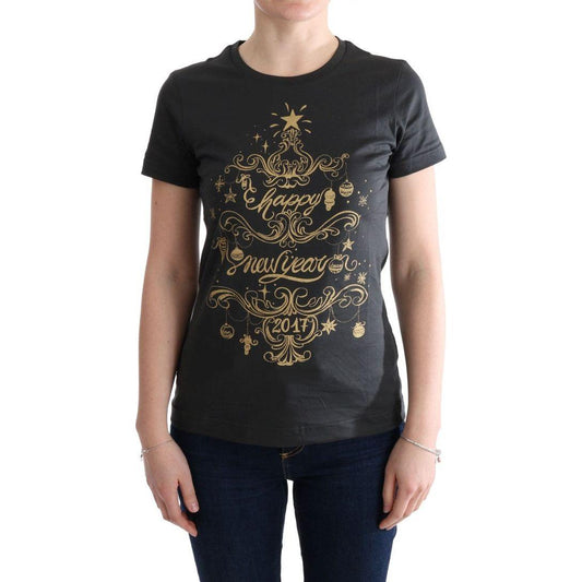 Dolce & Gabbana Elegant Gray Cotton Tee with Exclusive Print Dolce & Gabbana Tan