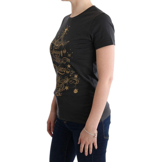 Dolce & Gabbana Elegant Gray Cotton Tee with Exclusive Print Dolce & Gabbana Tan