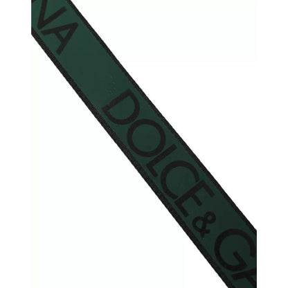 Dolce & Gabbana Black Green Leather Silver Metal Buckle Belt