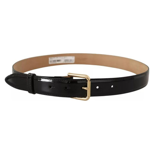 Dolce & Gabbana Black Leather Gold Metal Logo Engraved Buckle Belt Dolce & Gabbana Tan