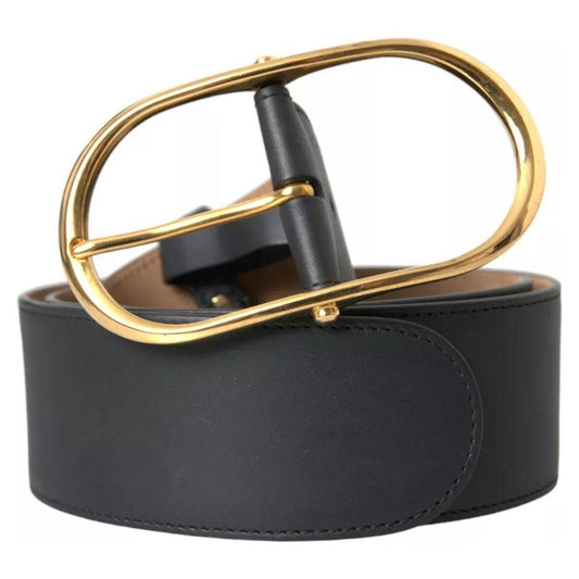 Dolce & Gabbana Black Leather Gold Oval Metal Buckle Belt Dolce & Gabbana Dark Slate Gray