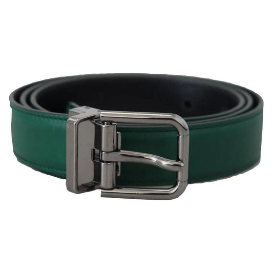 Dolce & Gabbana Green Calf Leather Silver Tone Metal Buckle Belt Dolce & Gabbana Dark Slate Gray
