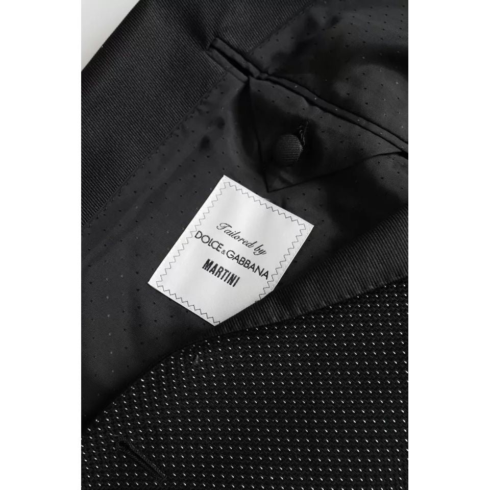 Dolce & Gabbana Dark Gray Jacquard MARTINI Single Breasted Coat Blazer