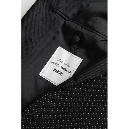 Dolce & Gabbana Dark Gray Jacquard MARTINI Single Breasted Coat Blazer