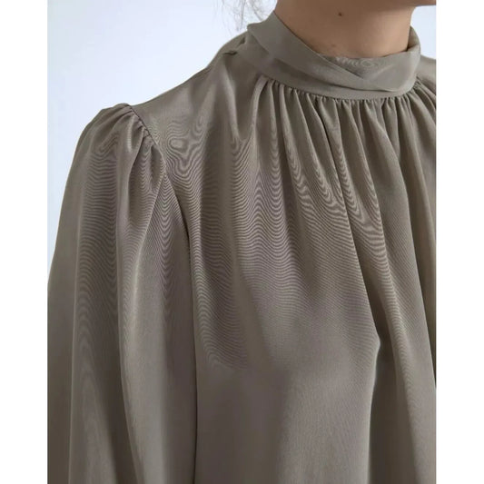 Dolce & Gabbana Gray Mock Neck Long Sleeves Top Blouse Dolce & Gabbana Dim Gray