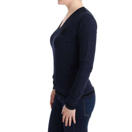 Costume National Elegant Blue V-Neck Sweater Costume National Black