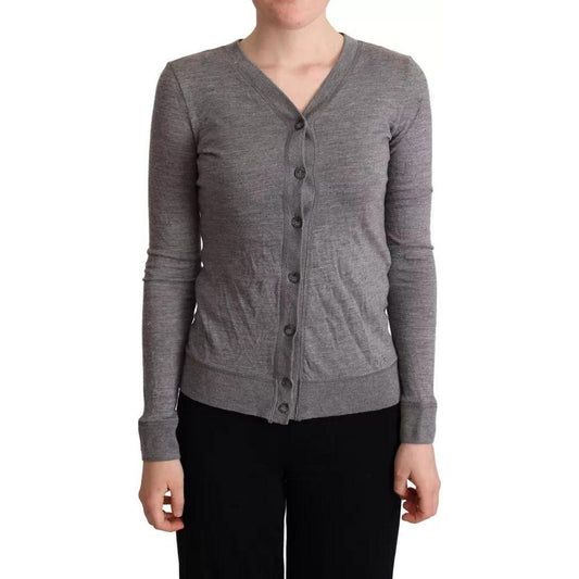 Dolce & Gabbana Gray Wool Button Down Cardigan Sweater Dolce & Gabbana Dim Gray